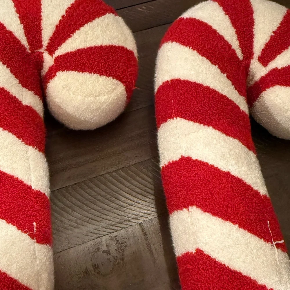 Cynthia Rowley Red and White Candy Cane Holiday Pillows
